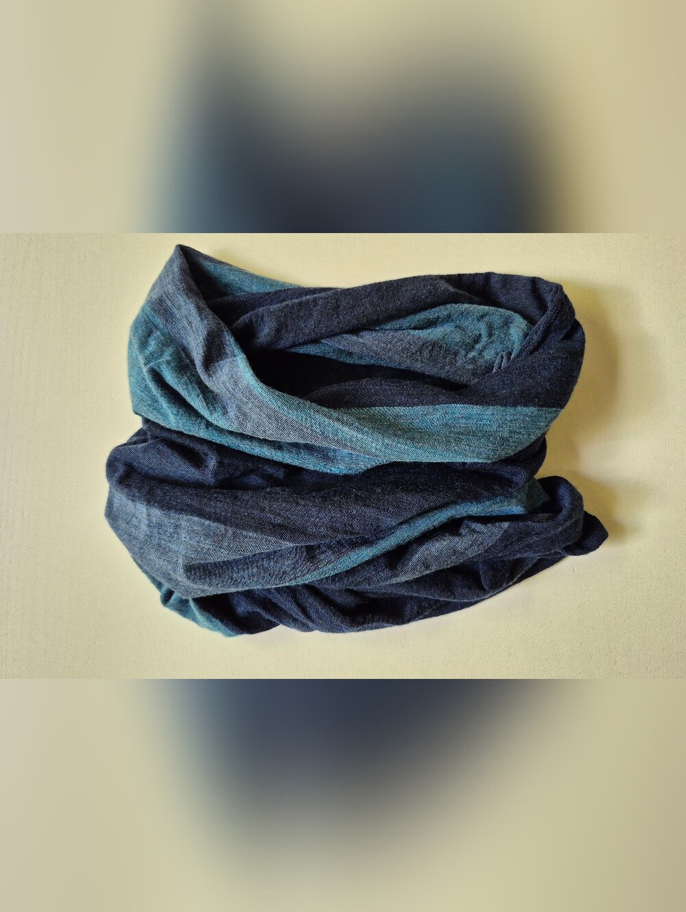 Merino Wool Blue Striped Neck Gaiter / Face Cover - Picture 4 of 10